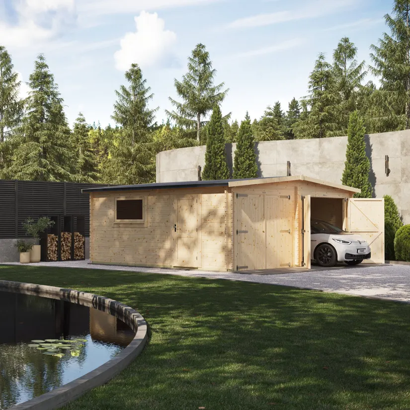 Apex Log Cabin Double Garage timber garden building