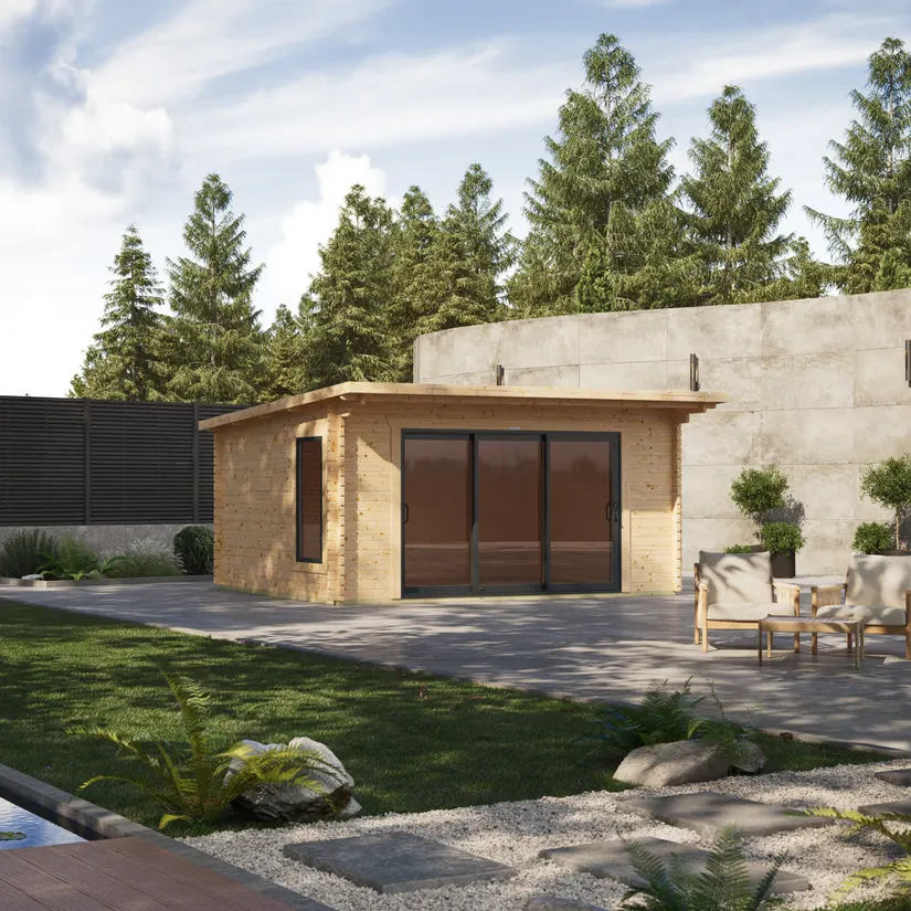 Pent Aluminium Log Cabin timber garden building