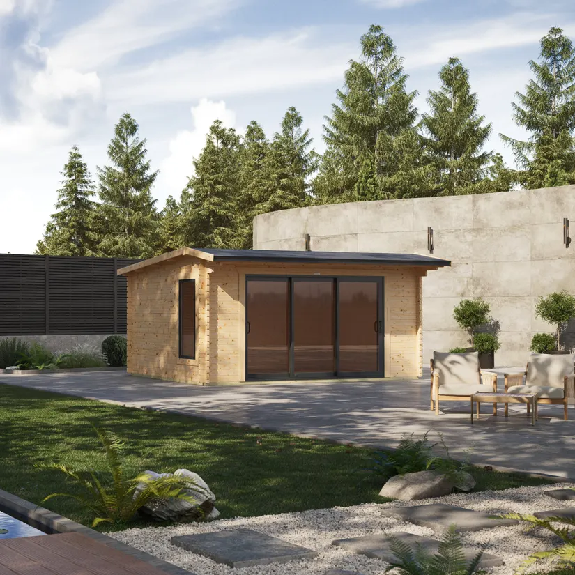 Apex Aluminium Log Cabin timber garden building