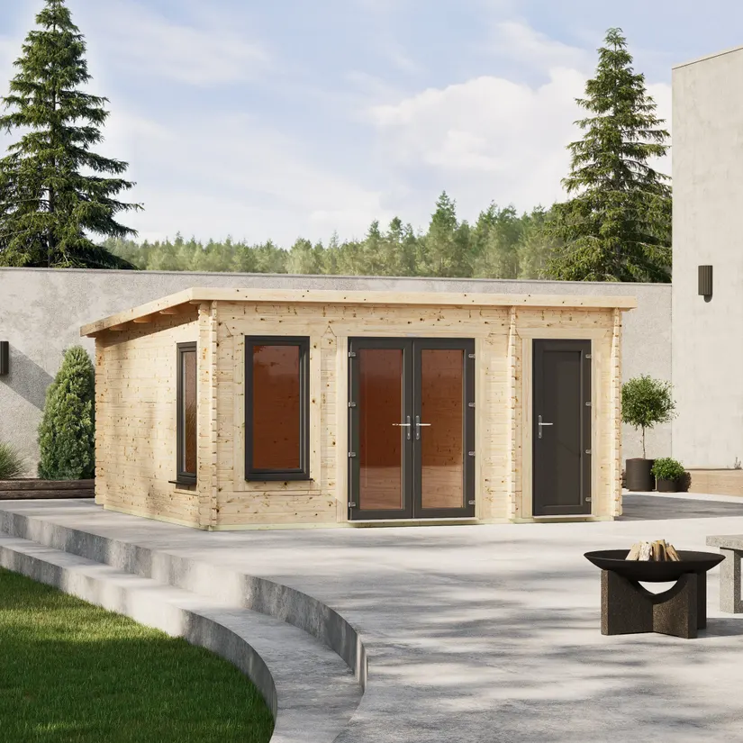 Pent Combi Log Cabin timber garden building